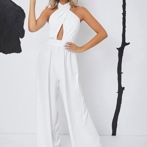 White Backless Jumpsuit